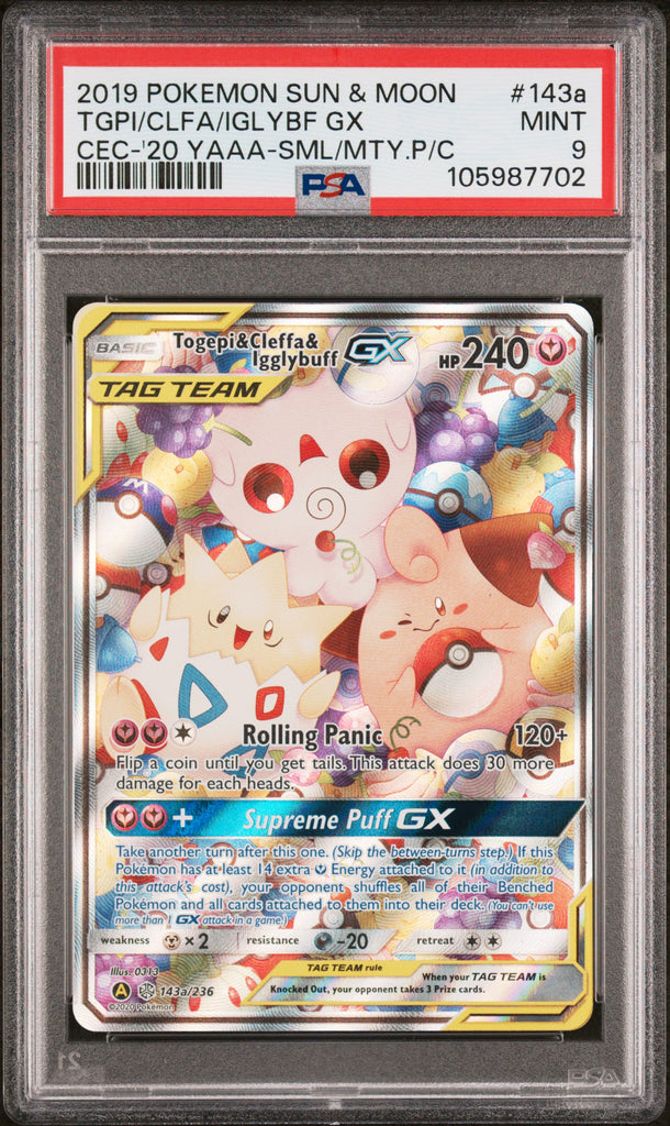 Togepi Cleffa Igglebuff GX 2019 143a PSA 9 - Englisch