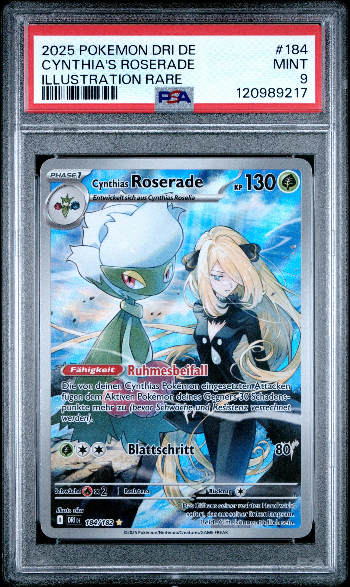 Cynthia's Roserade 2025 184 German PSA 9 – 2Sleeve