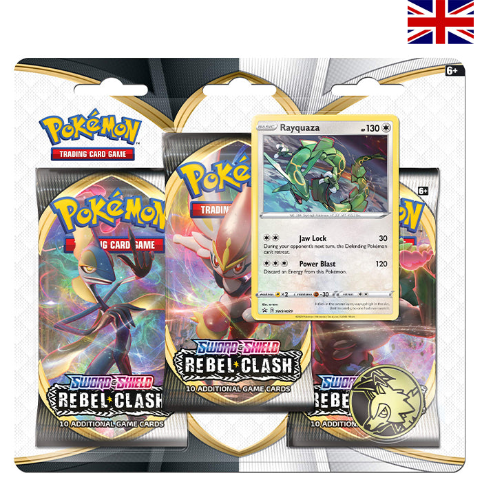 Clash der Rebellen: Rayquaza 3-Pack Blister - Englisch