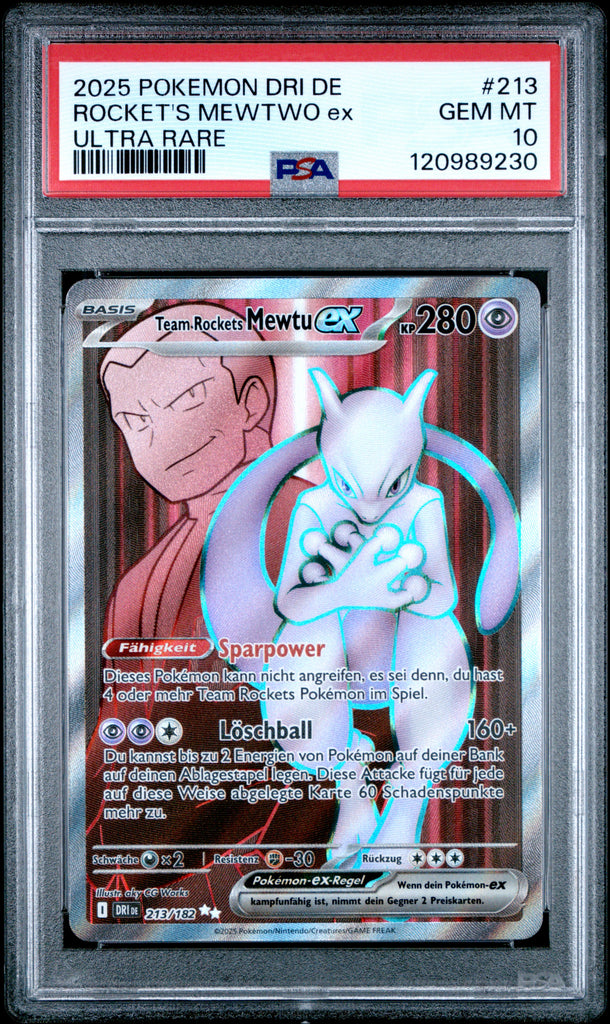 Rocket's Mewtwo EX 2025 213 German PSA 10 (POP 9)