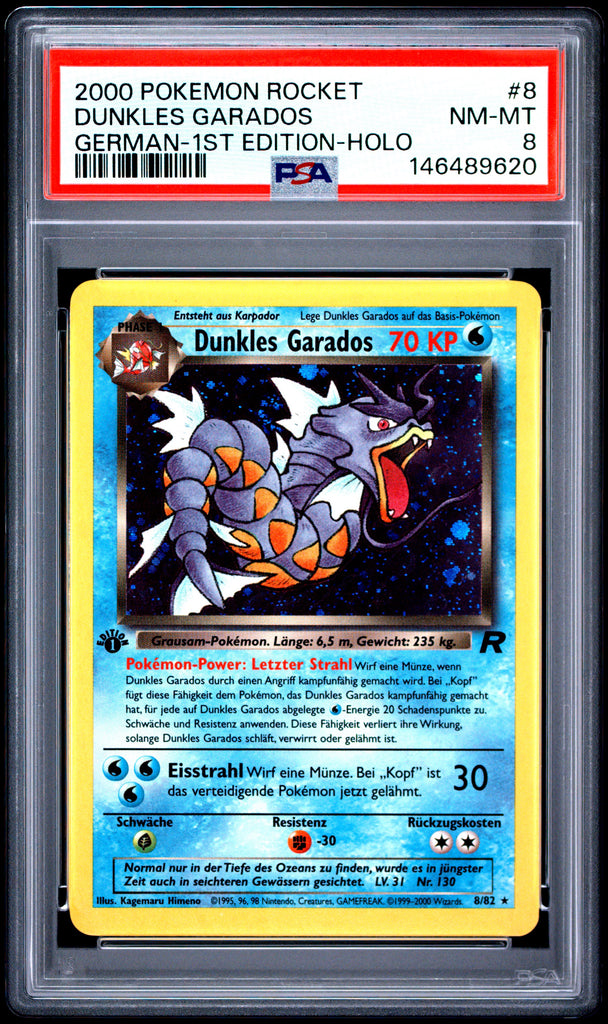 Dunkles Garados 1st Edition 2000 8 PSA 8 - Deutsch