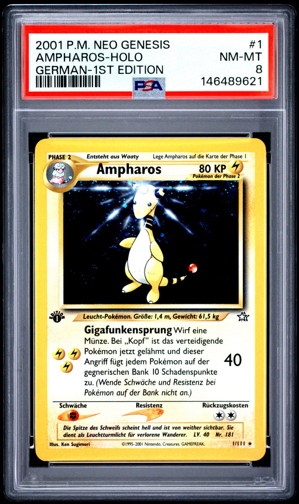 Ampharos 1st Edition 2001 1 PSA 8 - Deutsch
