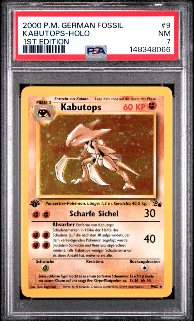Kabutops 1st Edition 2000 9 PSA 7 - Deutsch