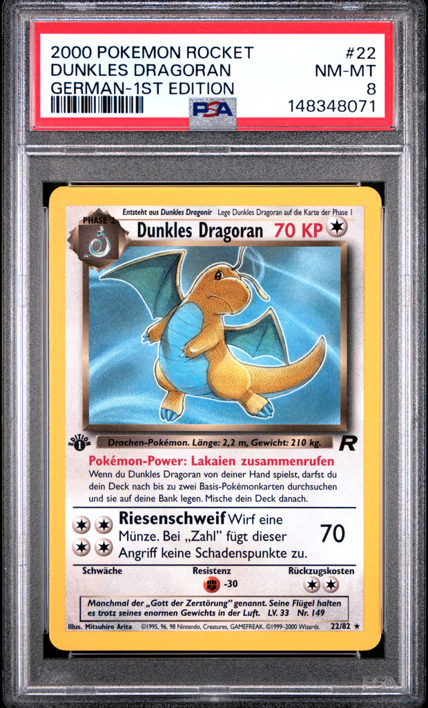 Dunkles Dragoran 1st Edition 2000 22 PSA 8 - Deutsch